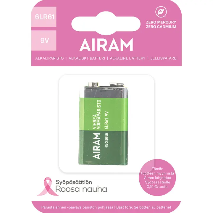 Airam suitsuanduri patarei 6LR61 9V
