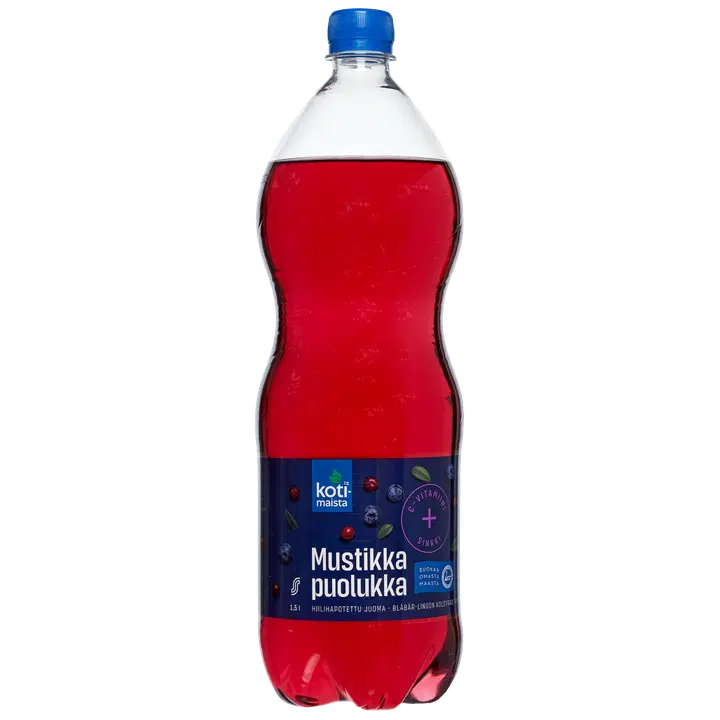 Kotimaista mustikka-puolukka C + Zn hiilihapotettu juoma 1,5l