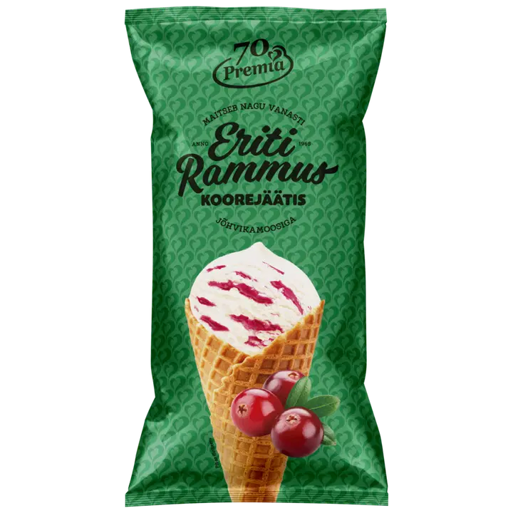 Eriti Rammus Vanilli-Koorejäätis Jõhvikamoosiga 110 g /200 ml