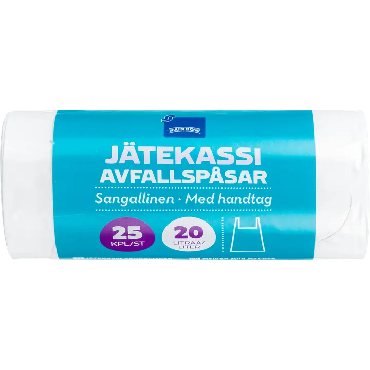 Rainbow jätekassi 20l 25kpl valkoinen