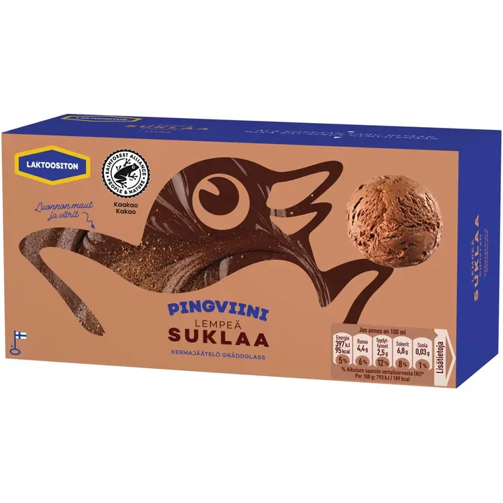 Pingviini Suklaa Laktoositon kermajäätelö kotipakkaus 1L/500g