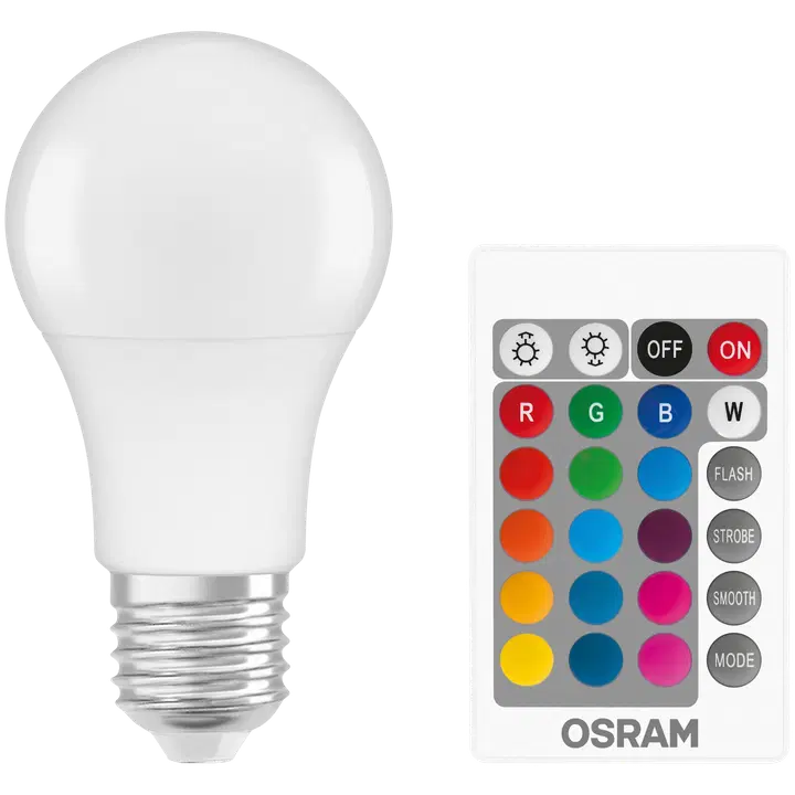 Osram LED-lamppu kaukosäätimellä RGBW 9,4W E27 806lm