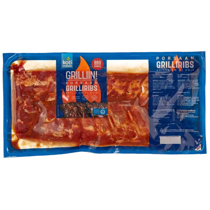 Kotimaista Porsaan grilliribs BBQ-marinoitu n. 1,1kg