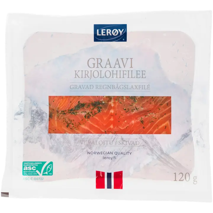 Lerøy graavi kirjolohifilee viipale ASC 120 g