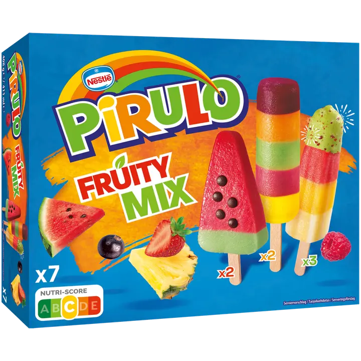 Pirulo Fruity Mix limonadijääpuikko monipakkaus 7kpl=408g/411ml