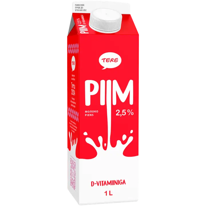 Tere Piim 2,5%, D-vitamiiniga, 1 l