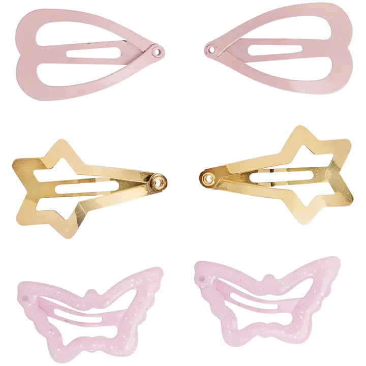 Cailap juukseklambrid täht/süda/liblikas 6tk
