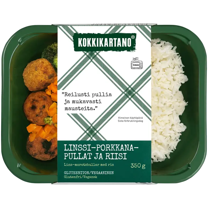 Kokkikartano Linssi-porkkanapullat ja riisi 350g