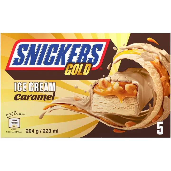 Snickers Jäätis Gold 6-pakk 244,8 g/267,6 ml