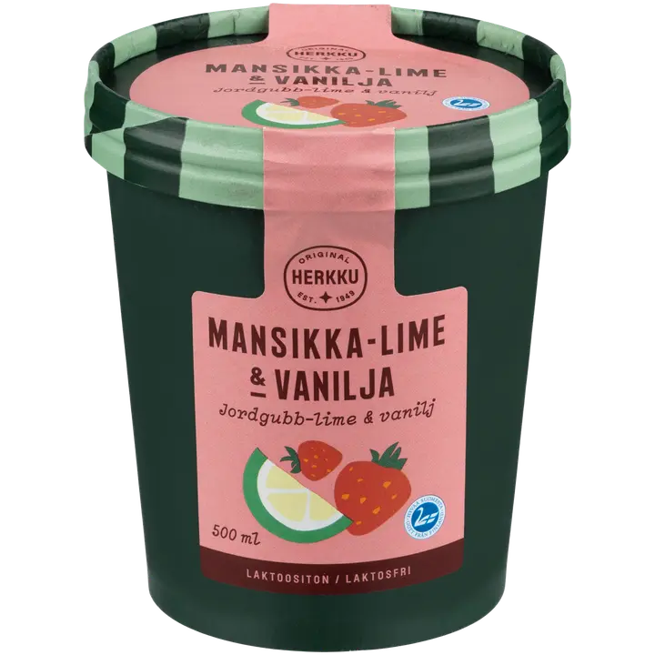Herkku kermajäätelö mansikka-lime & vanilja 500ml