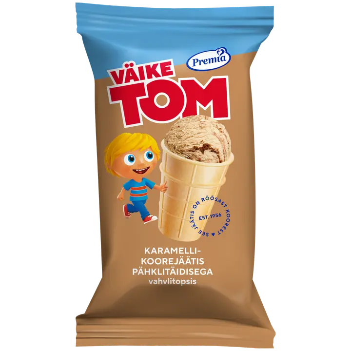 Väike Tom Karamelli Koorejäätis Metspähkli Vahvlitopsis70 G/120 ml