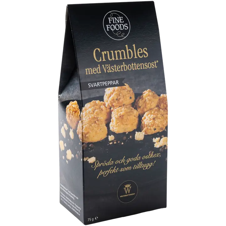 Fine Foods Juustokeksit - Västerbottensost Crumbles Mustapippuri 75 g