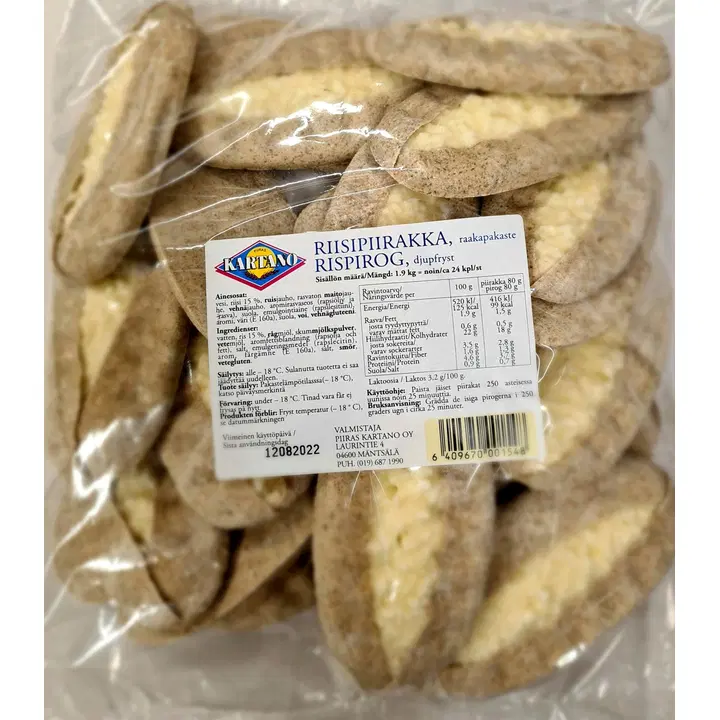 Piiras Kartano 24kpl/1920g riisipiirakka raakapakaste