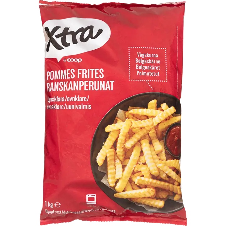 Xtra poimutetut ranskanperunat pakaste 1 kg