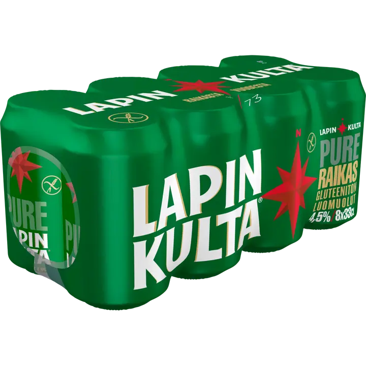 8 x Lapin Kulta Pure gluteeniton luomuolut 4,5% 0,33 l