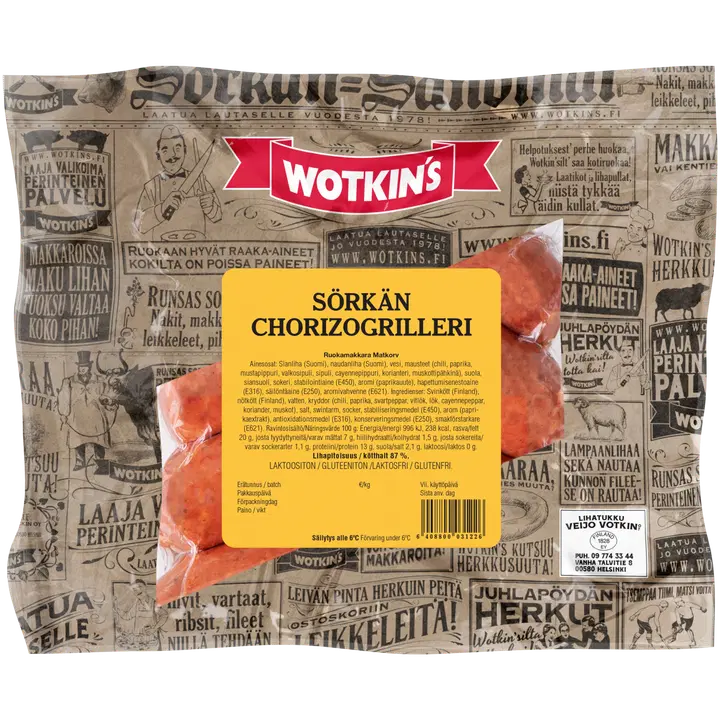 Wotkin's Sörkän chorizogrilleri 350g ruokamakkara
