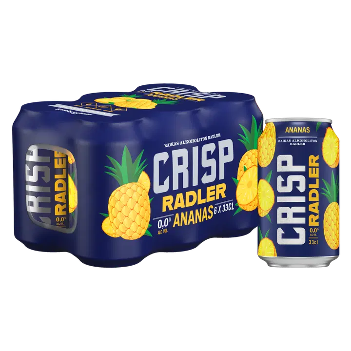 6-pack Crisp Radler Ananas alkoholiton olut 0% tölkki 0,33L