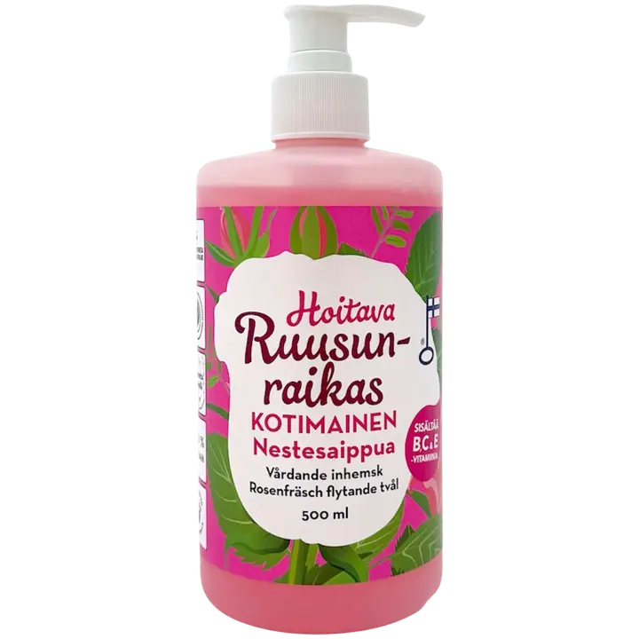 LifeHair Hoitava kotimainen nestesaippua Ruusunraikas 500 ml