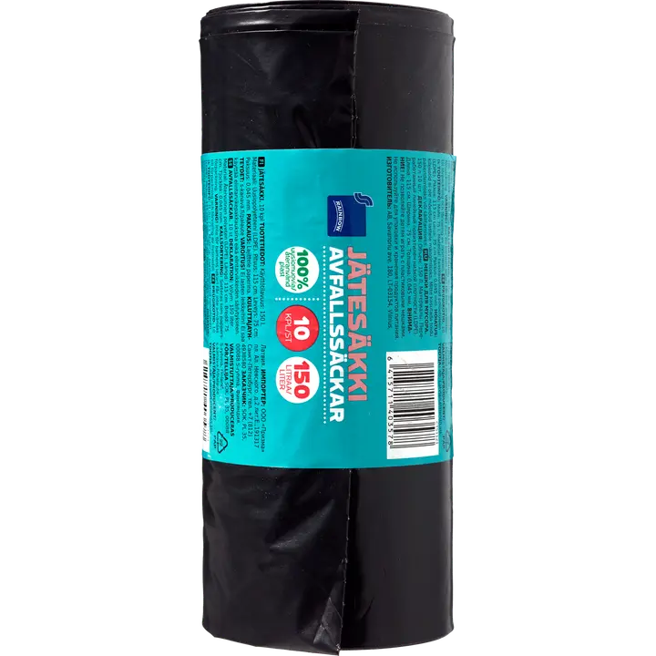 Rainbow jätesäkki musta 150l 10kpl