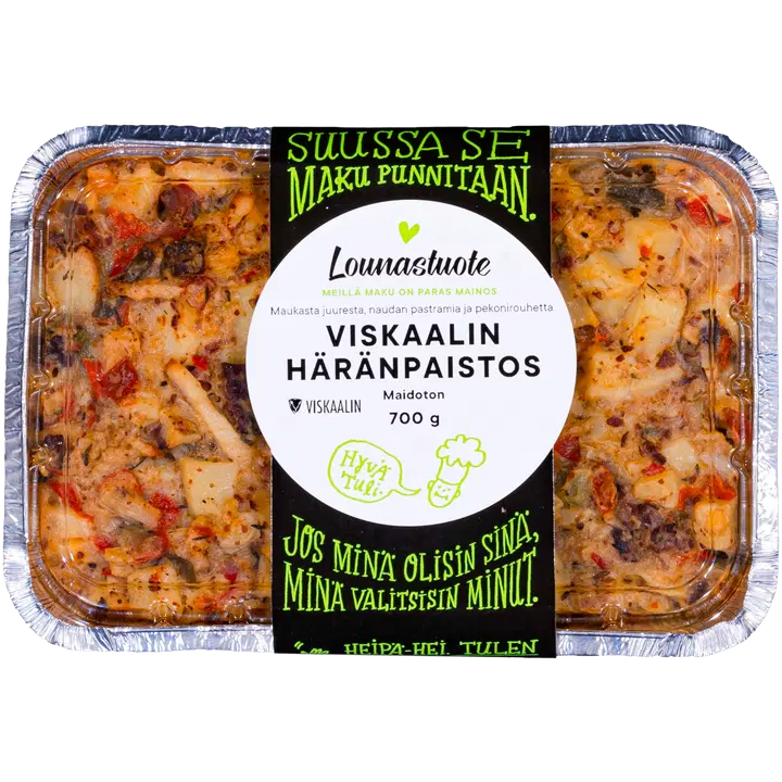 Lounastuote Viskaalin häränpaistos 700g - Naudan pastramia ja reilusti juureksia