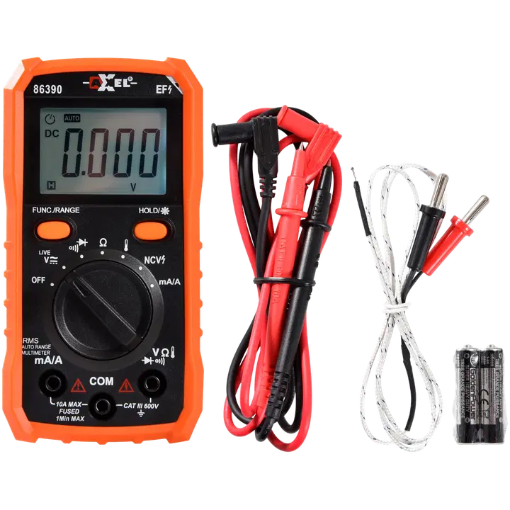 Axxel TRMS-multimeter 600 V 10 A med temperaturmätning