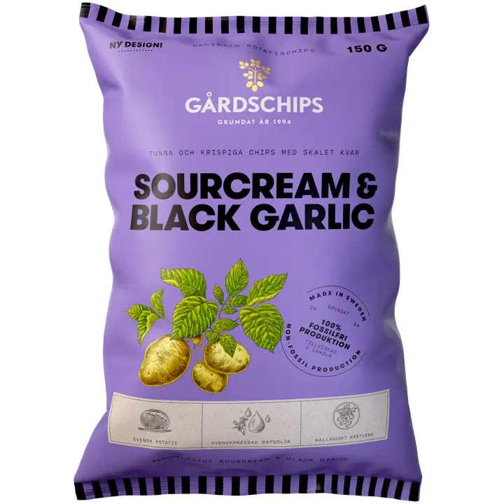 Gårdschips Sourcream & Blackgarlic 150g