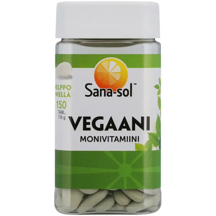 Sana-sol Vegaani Monivitamiini-kivennäisainetabletti ravintolisä 150tabl