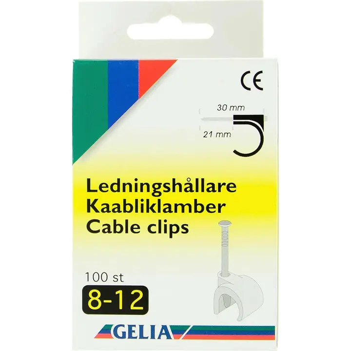 Gelia johtokiinnike 8-12mm 100kpl valkoinen