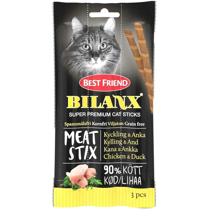 Best Friend ärimispulgad kassidele kana- ja pardilihaga 3 x 5 g