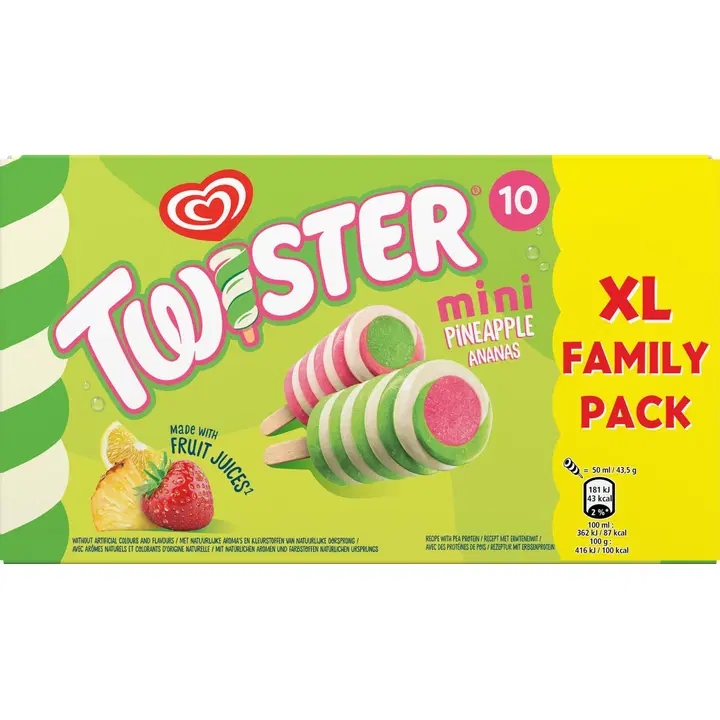 Twister Mini Pineapple XL Jäätelö Monipakkaus  500ML/435G 10kpl