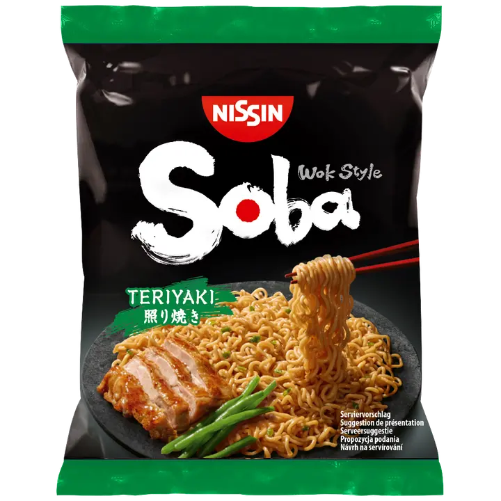 Nissin 110g Soba Bag wok vehnäpikanuudeli Teriyaki maustekastikkeella