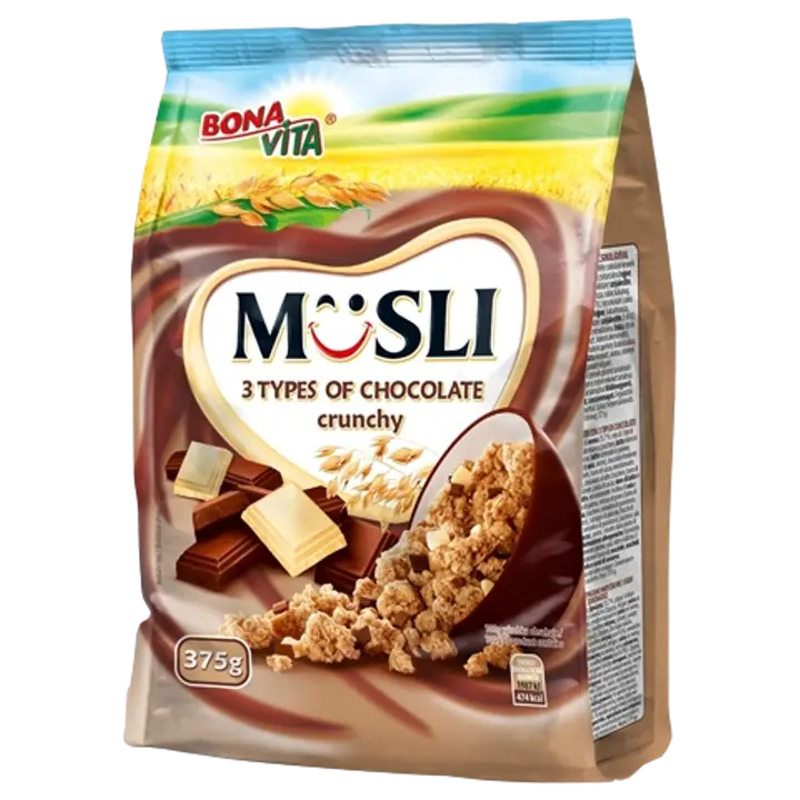 Bona vita müsli kolme erineva šokolaadiga 375 g