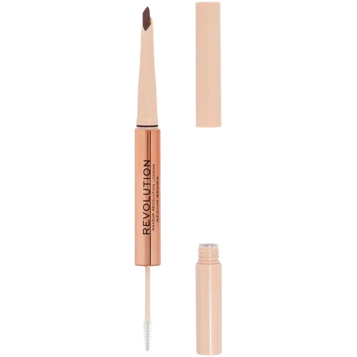 Makeup Revolution fluffy brow filter duo 2-in-1 kulmakynä 0,12g ja kulmageeli 1,0ml keskiruskea