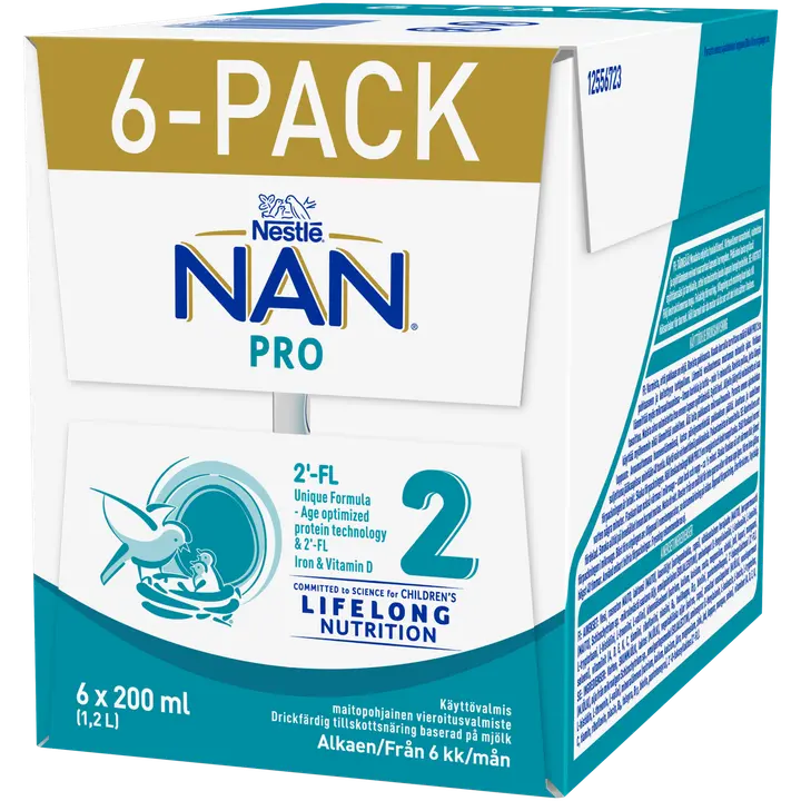 Nestlé NAN PRO 2 Vieroitusvalmiste 6x200ml monipakkaus