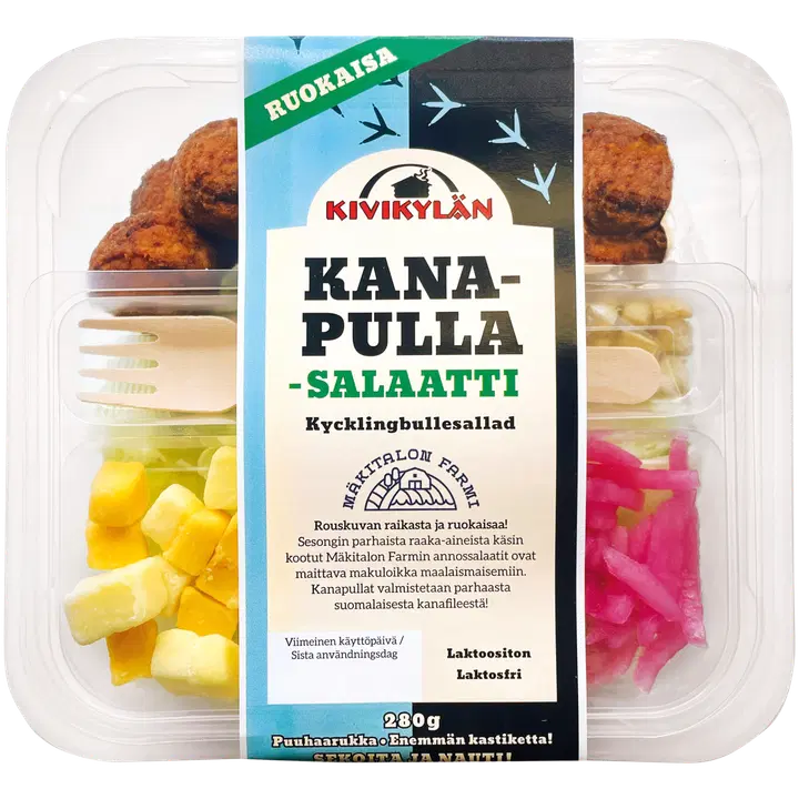 Kivikylän palvarin kanapullasalaatti 280g