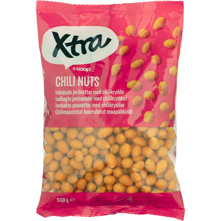 Xtra Chilimaustetut kuorrutetut maapähkinät 500 g