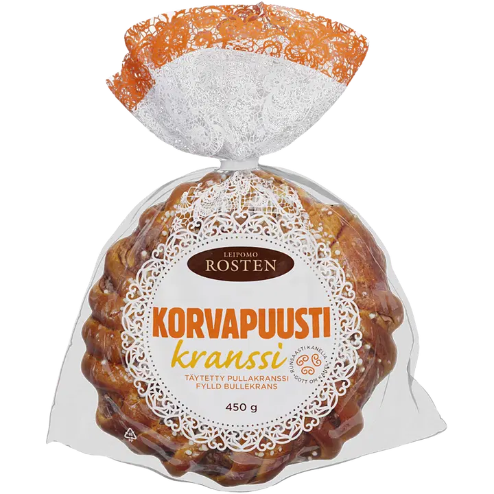 Rosten Korvapuustikranssi 450g, täytetty pullakranssi