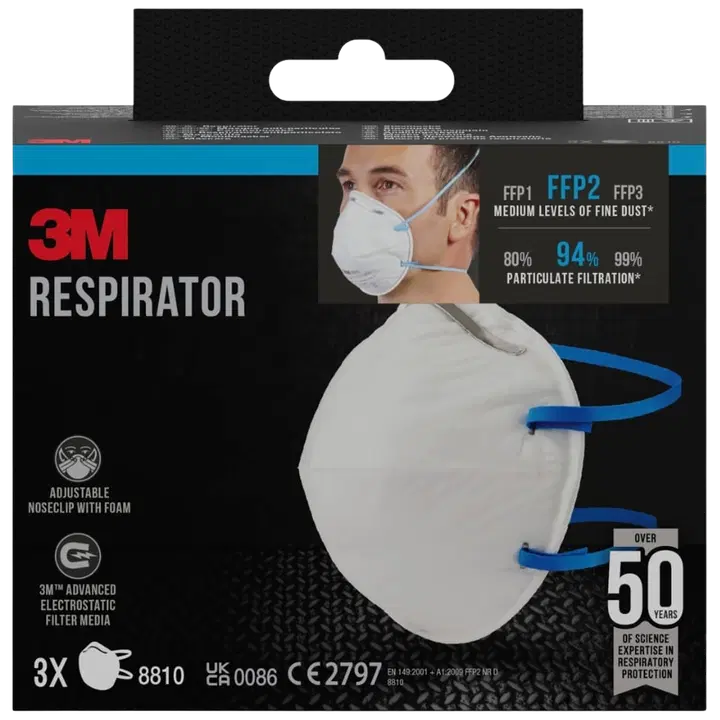 3M™ hiukkassuojain 8810, FFP2, ei venttiiliä, 3 kpl/pakkaus