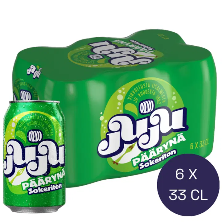 6xOLVI Juju Päron Sockerfri 0,33 l burk