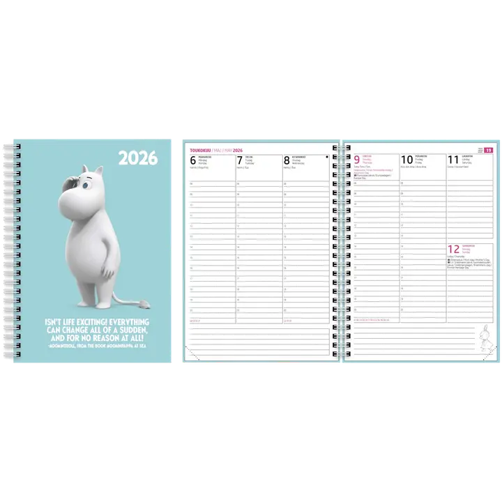 Vuosikalenteri Muumi 2026 A5 Muumipeikko