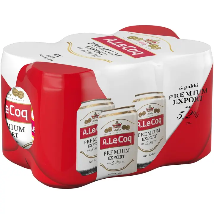 6 x A. Le Coq Premium Export 5,2% 0,33 l tlk kutiste
