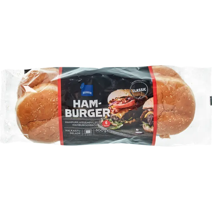 Rainbow hampurilaissämpylä 300 g 6 kpl