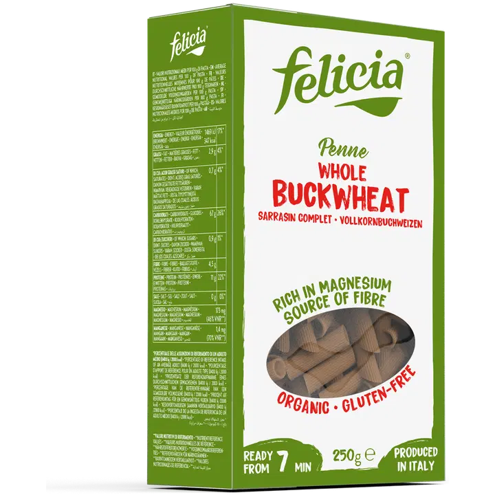 Felicia Bio 250g tattarijauhoista valmistettu pennepastamakaroni luomu, gluteeniton