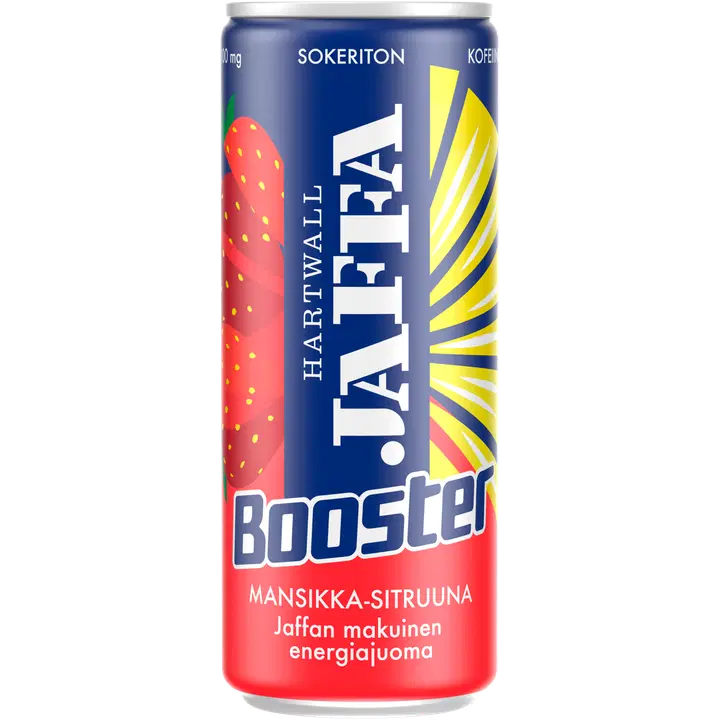 Jaffa Booster Mansikka-Sitruuna sokeriton energiajuoma 0,33 l