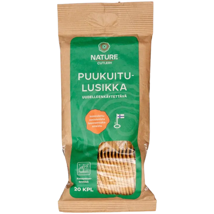 Nature Line puukuituruokalusikka 20 kpl, valmistettu uusiutuvista raaka-aineista, uudelleenkäytettävä