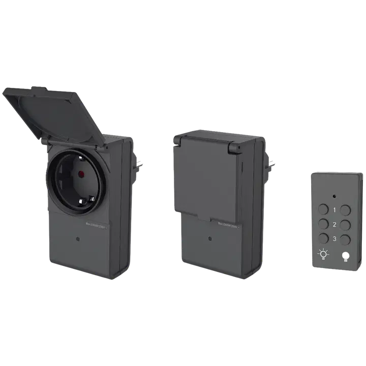 Gelia kaukokytkinsarja 1 lähetin 2 pistorasiaa ON/OFF IP44