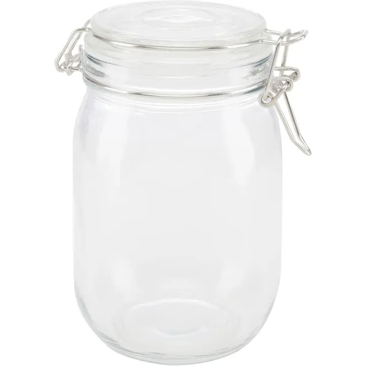 Lasipurkki kippikannella 950 ml, pyöreä