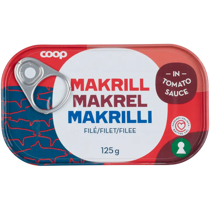Coop makrillifilee tomaattikastikkeessa 125 g
