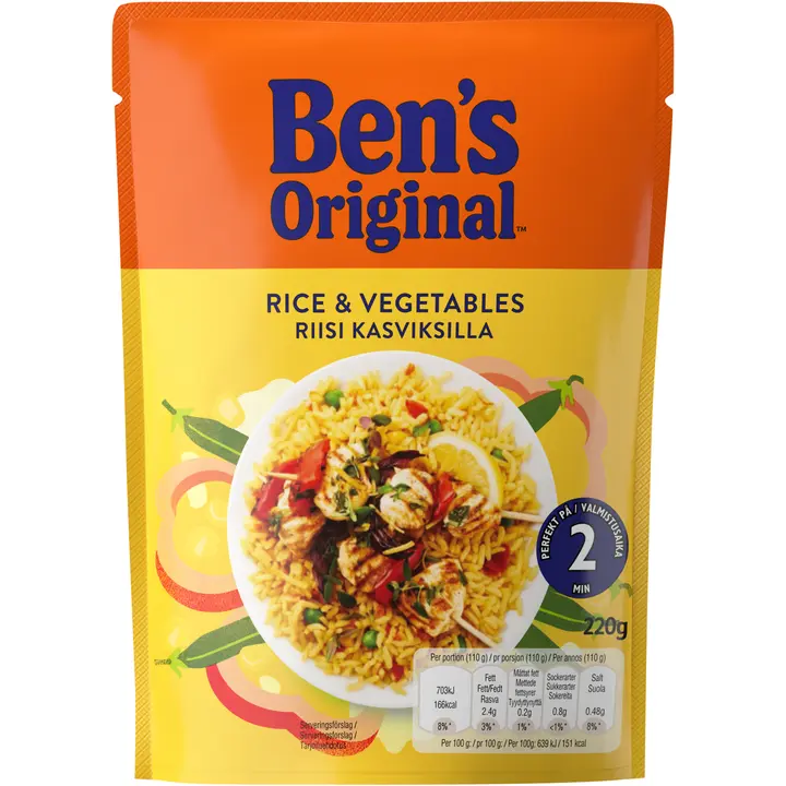 Ben's Original Valmisriisi kasviksilla 220g