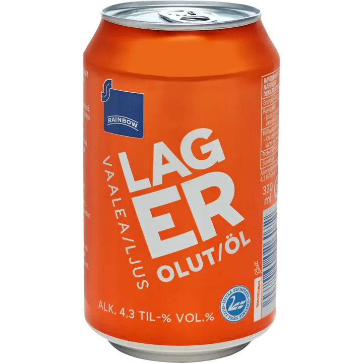 Rainbow Lager olut 4,3 til-% tölkki 0,33 L